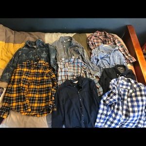 Set of nine button down Oxford shirts.